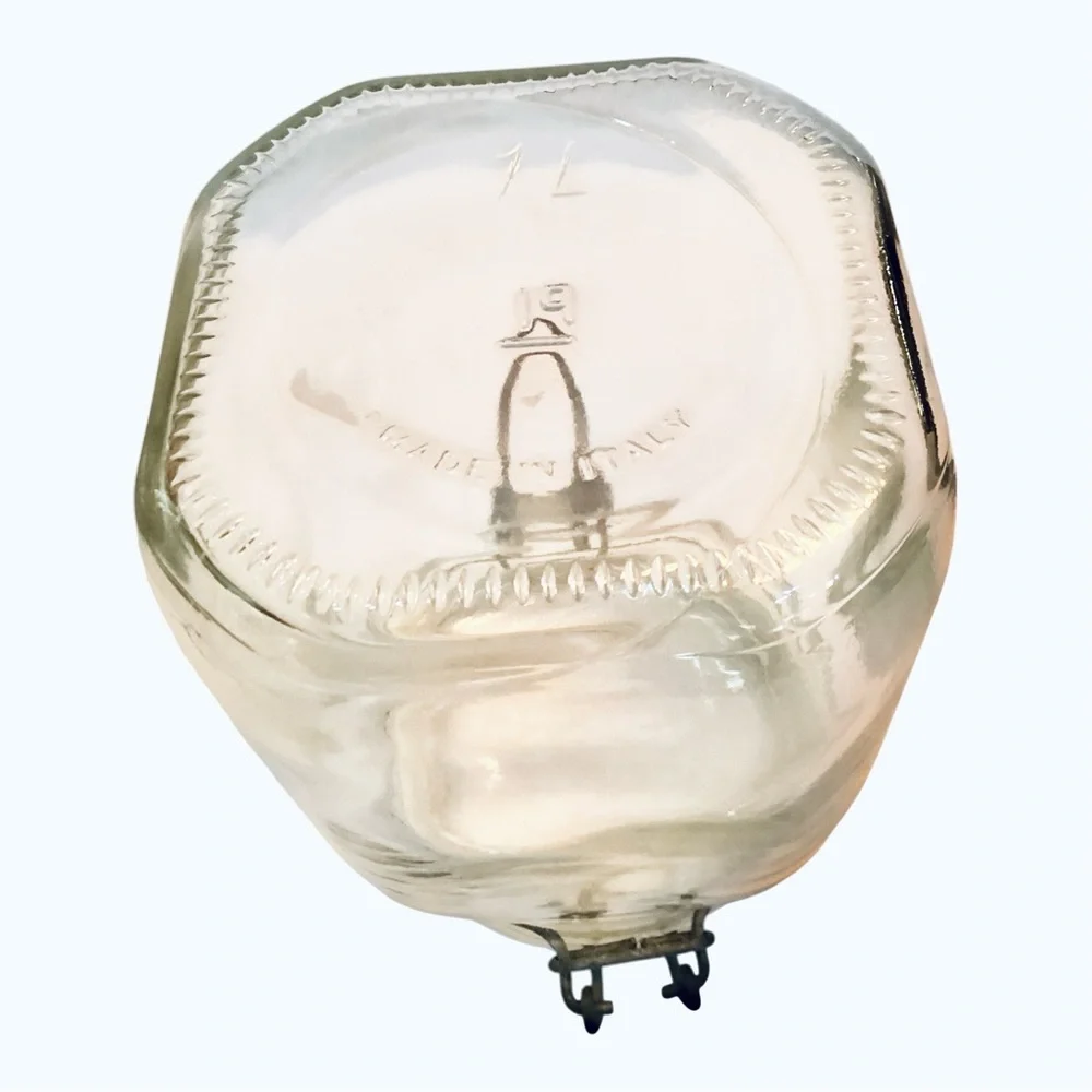 Vintage Bormioli Rocco Fido Glass Clamp Lid Jar 1L Clear Italian Canister